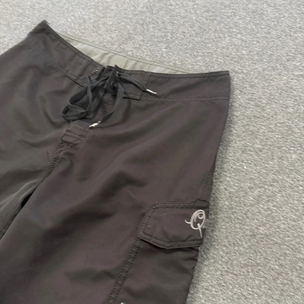 Y2K Quiksilver Board Shorts Mens 32 Black Good Cargo Pocket Surf Trunks